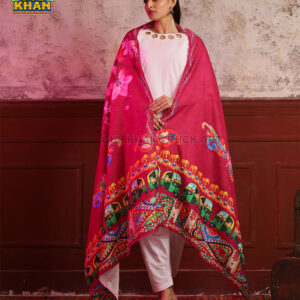 Pink Motif Printed Truck Art Shawls