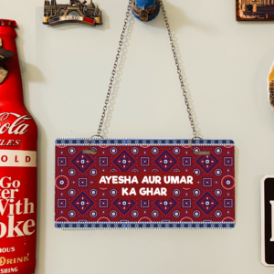 Red & Blue Ajrak Truck Art Customized Wall Plate