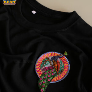 Peacock Premium Embroidered Patch T-Shirt