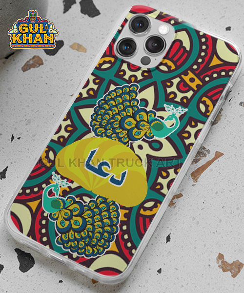 13 Red & Green Peacock Printed Truck Art Mobile Cover Design ( Customizable ) - Image 1