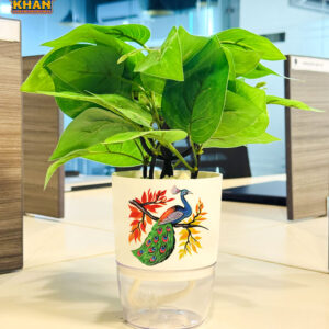 Peacock Printed Self Watering Planter Pots